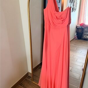 David's Bridal One Shoulder Coral Dress